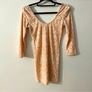 Free People Peach And White Bodycon Dress